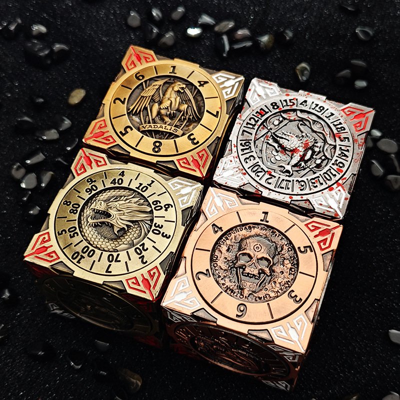 Metal DND Spinning 7-in-1 Dice Set with Rotating Design