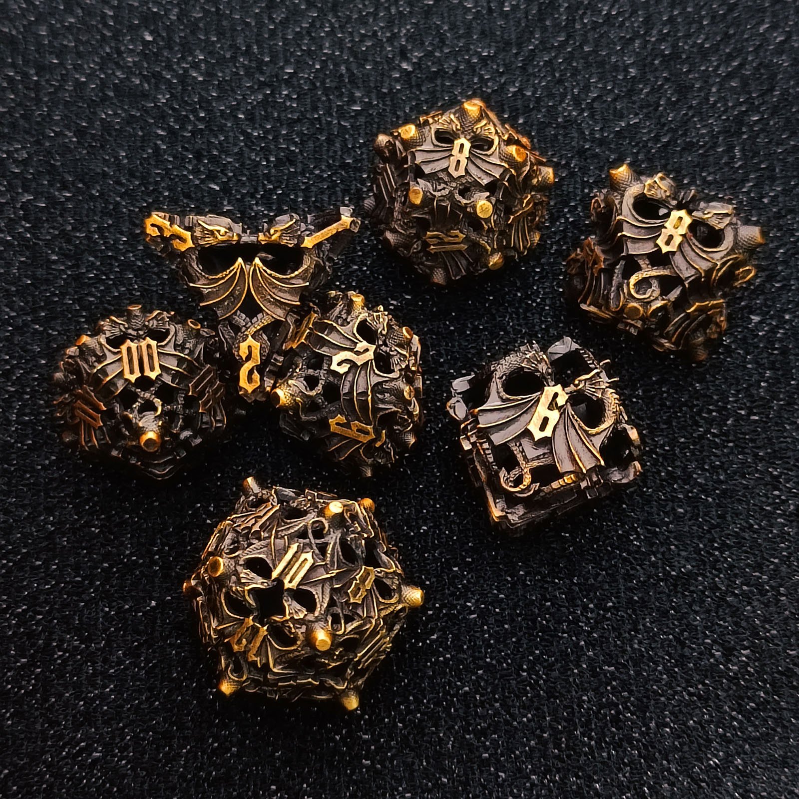 hollow metal dice set cco dungeons & dragons multifaceted tabletop game dice