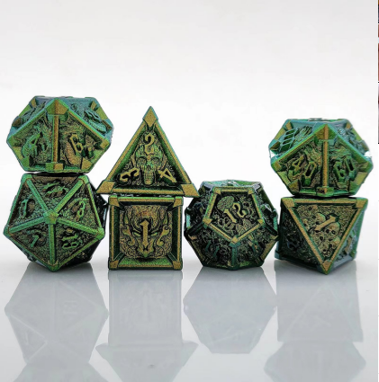 heavy weight zinc alloy metal dice set – precision cut dnd dice for bulk supply
