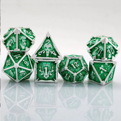 heavy weight zinc alloy metal dice set – precision cut dnd dice for bulk supply