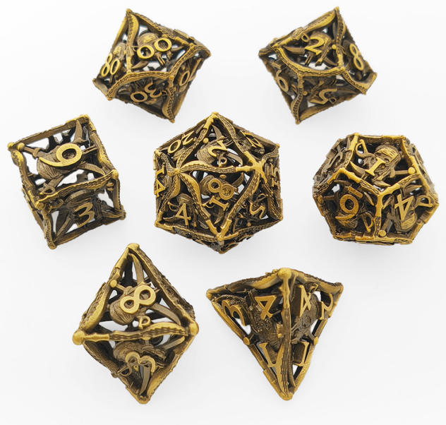 decorative hollow metal dice – collectible openwork rpg dice for wholesale