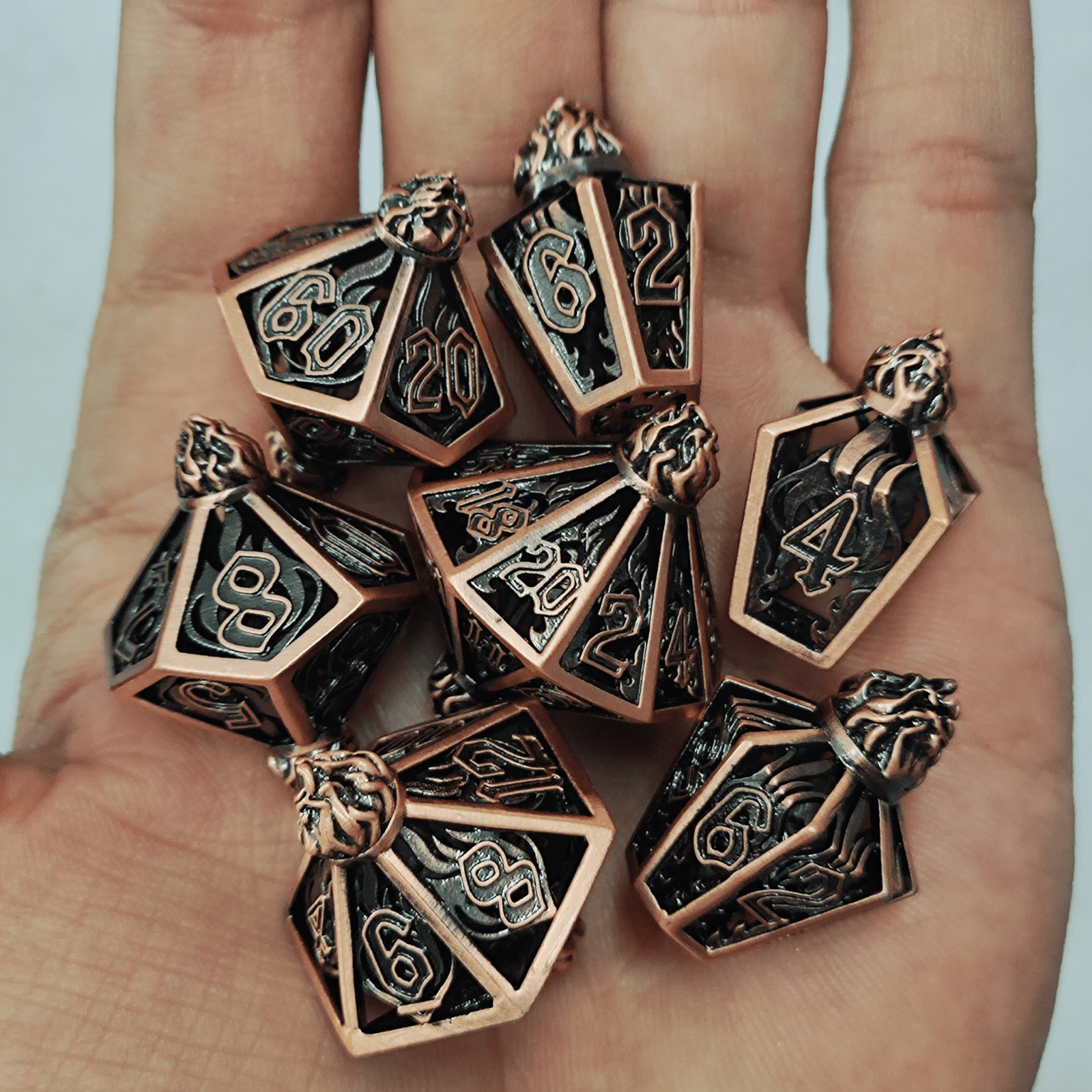 gunmetal finish hollow metal dice – balanced openwork dice for factory wholesale supply