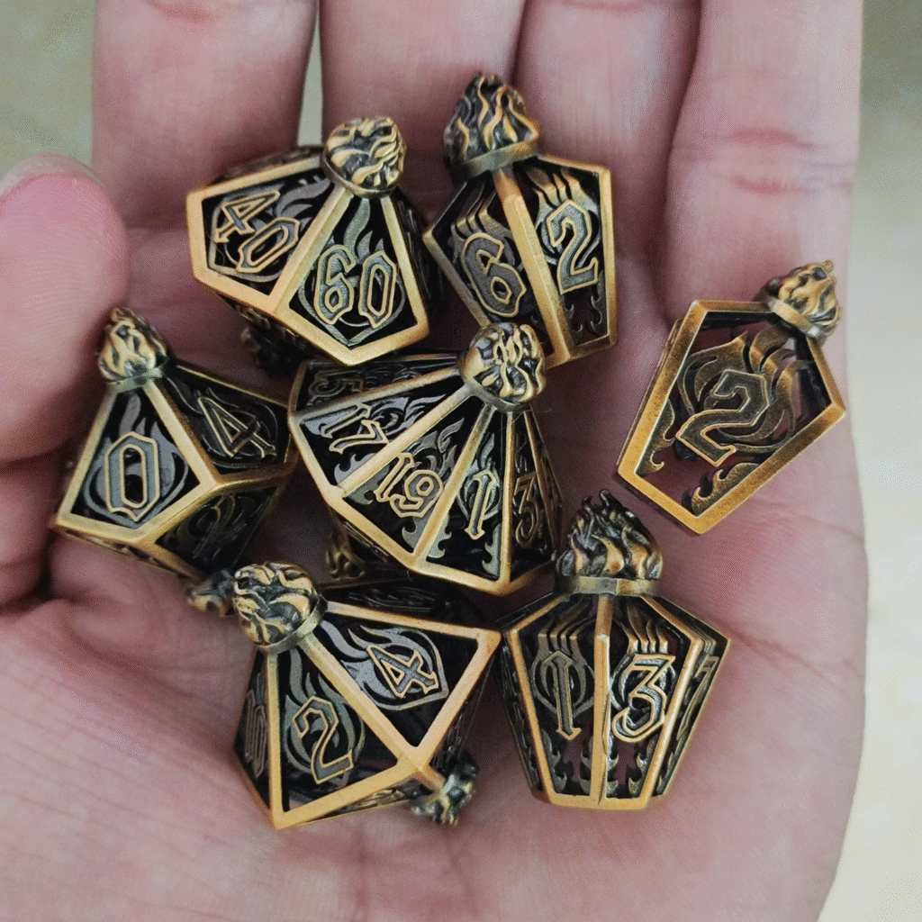 gunmetal finish hollow metal dice – balanced openwork dice for factory wholesale supply