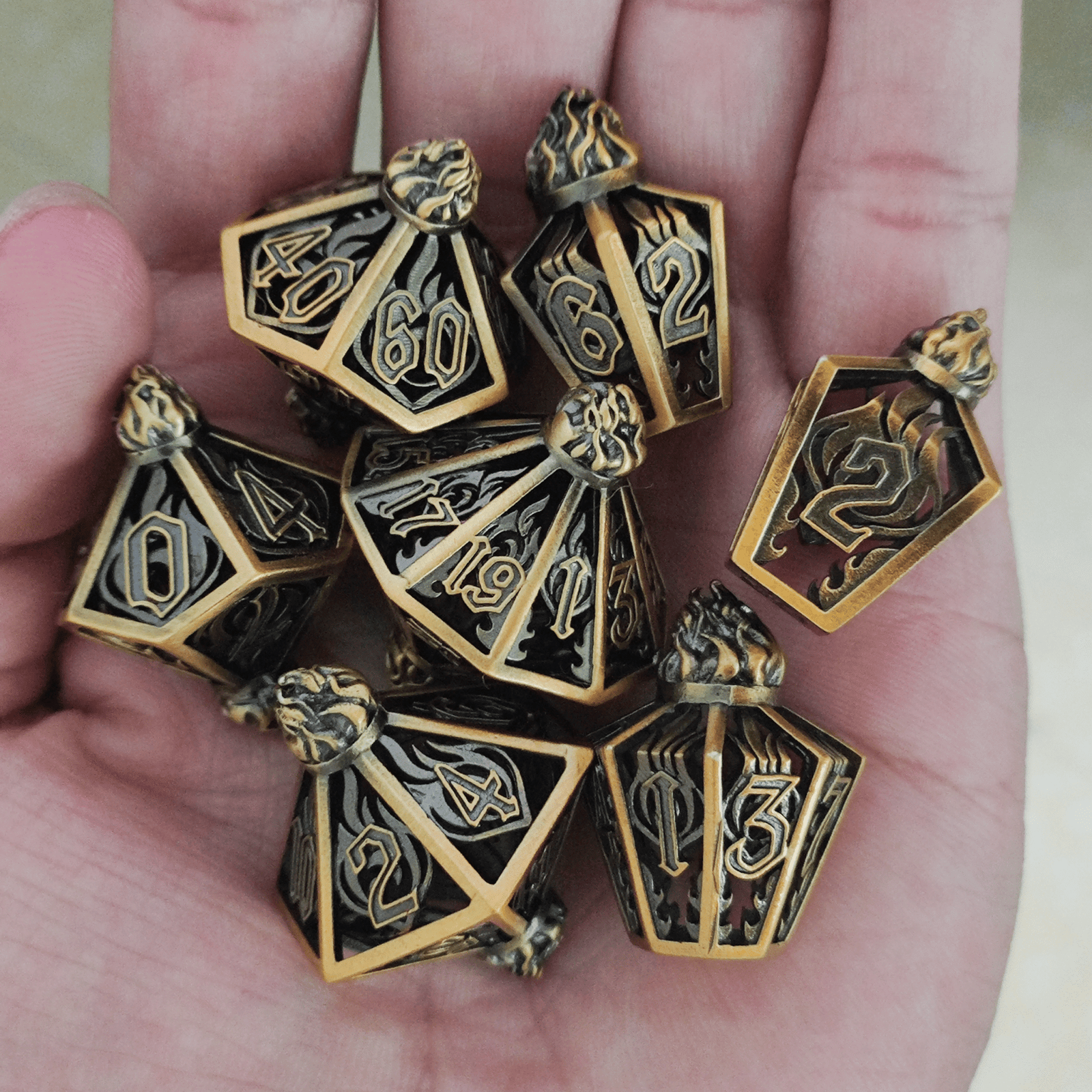 gunmetal finish hollow metal dice – balanced openwork dice for factory wholesale supply