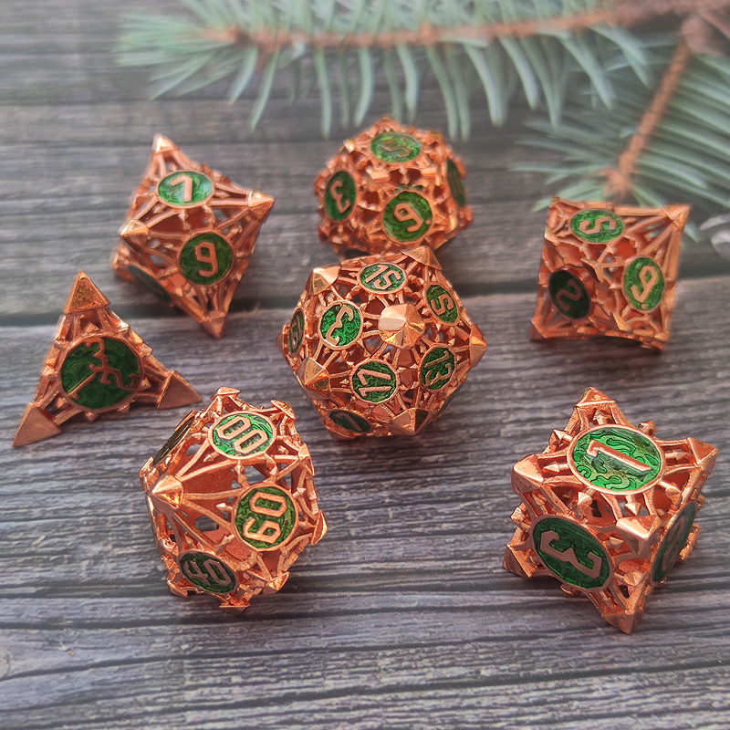 gunmetal finish hollow metal dice – balanced openwork dice for factory wholesale supply (复制)