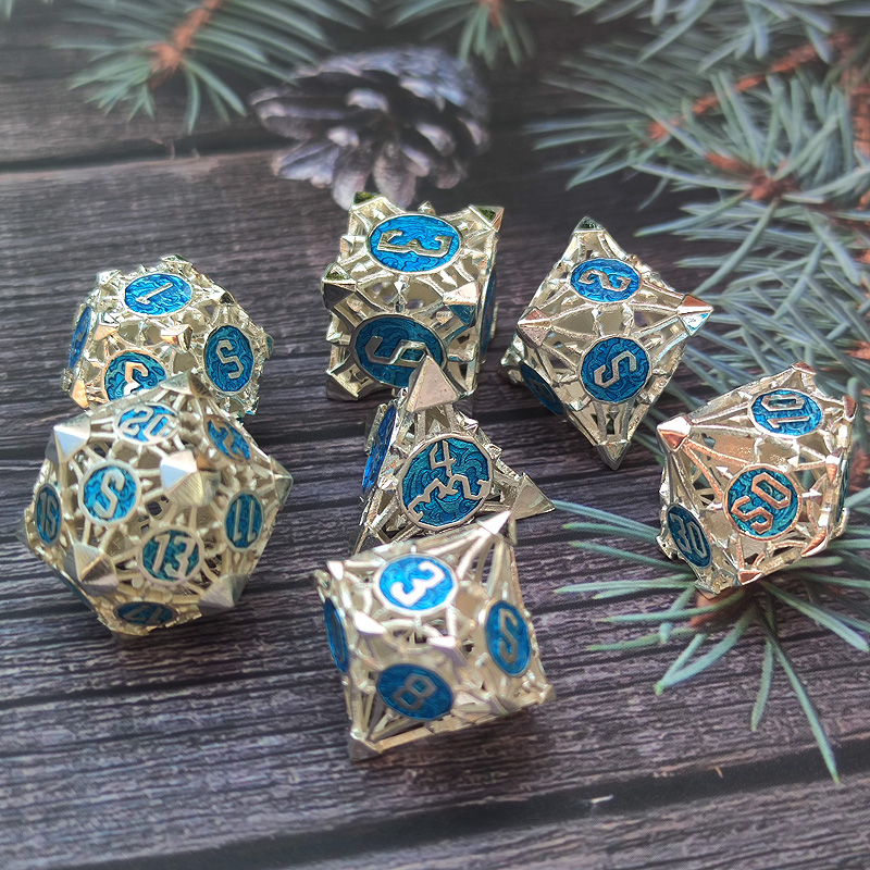 gunmetal finish hollow metal dice – balanced openwork dice for factory wholesale supply (复制)