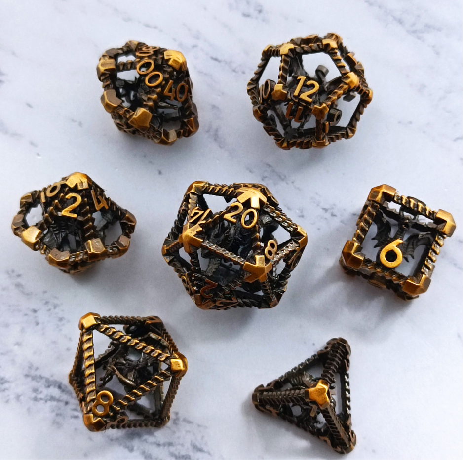 minimalist hollow metal dice – modern rpg dice for wholesale distribution