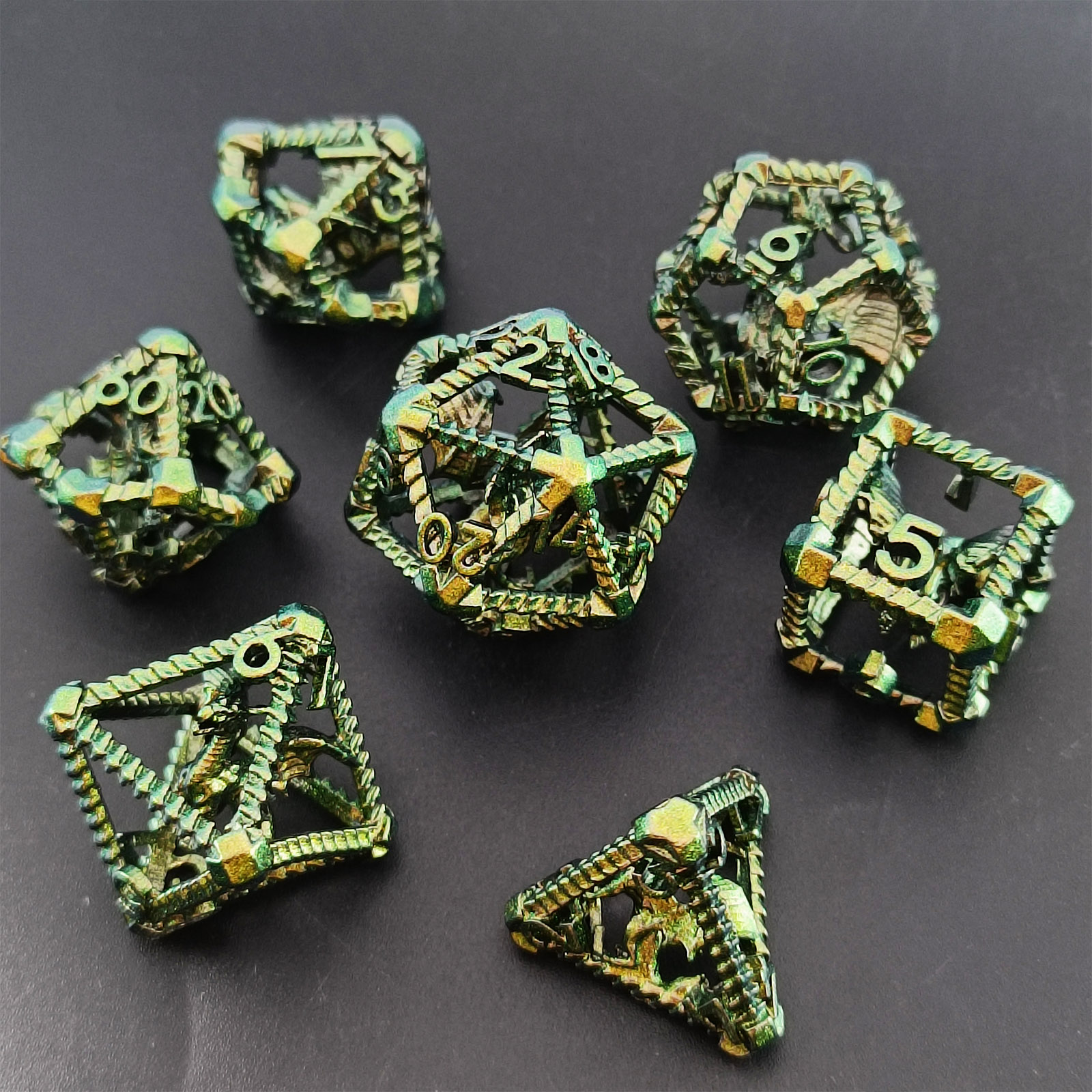 minimalist hollow metal dice – modern rpg dice for wholesale distribution