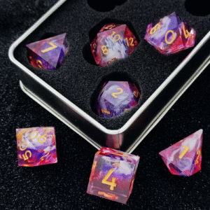 resin dice with gold ink numbers – high contrast rpg dice for bulk orders