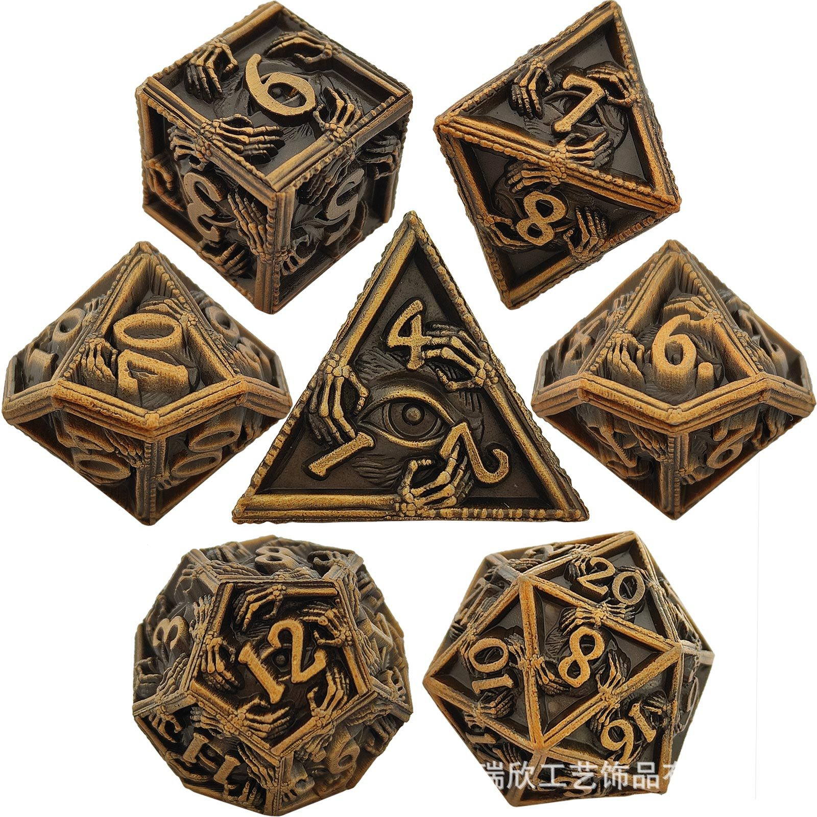 deep engraved number metal dice set – long lasting rpg dice for bulk orders