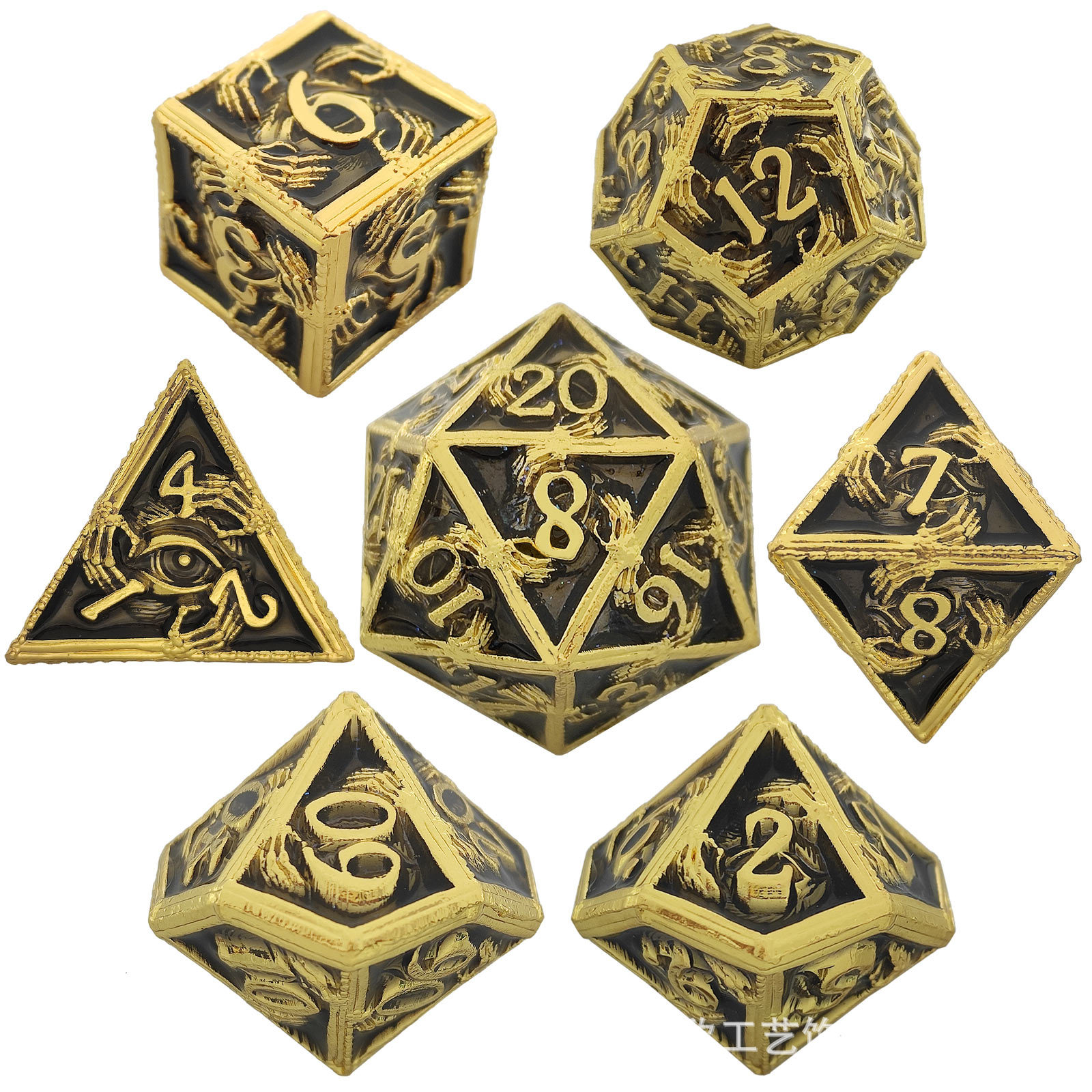 deep engraved number metal dice set – long lasting rpg dice for bulk orders