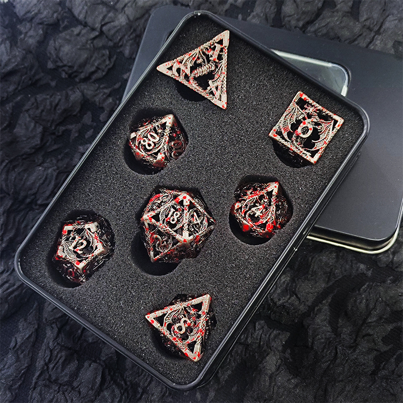 hollow metal dice with black coating – durable open frame dice for b2b supply