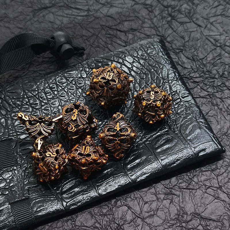 hollow metal dice set cco dungeons & dragons multifaceted tabletop game dice