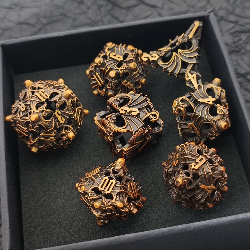 hollow metal dice set cco dungeons & dragons multifaceted tabletop game dice
