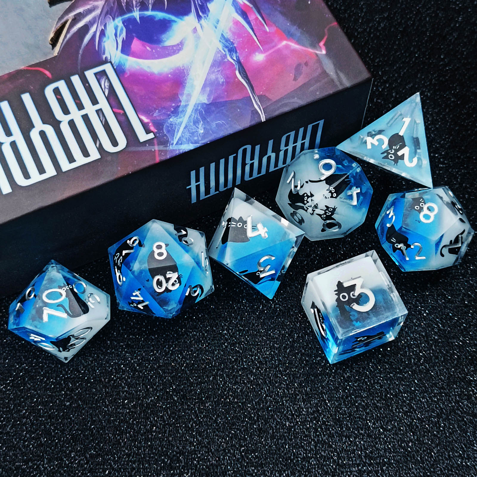 resin dice with silver ink numbers – durable rpg dice for bulk orders