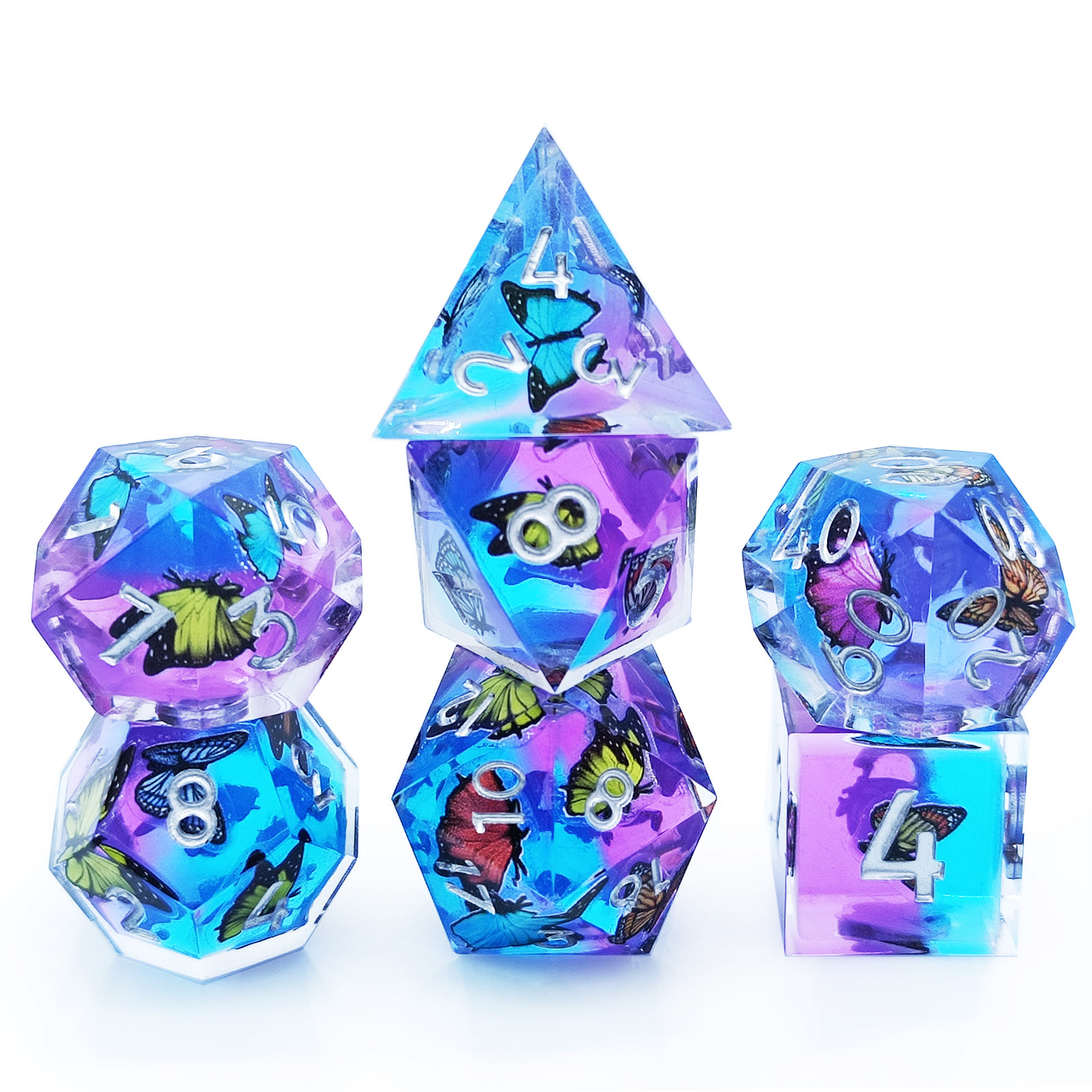 resin dice with silver ink numbers – durable rpg dice for bulk orders