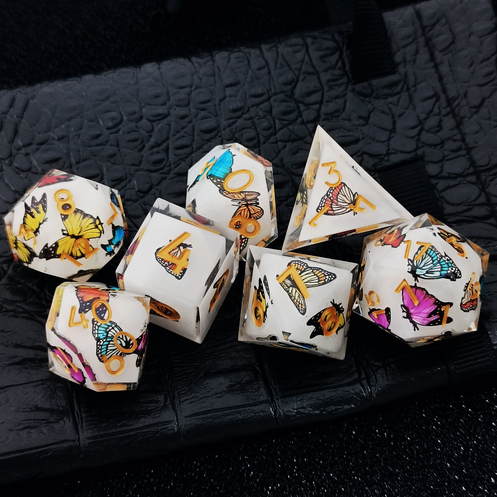 resin dice with silver ink numbers – durable rpg dice for bulk orders