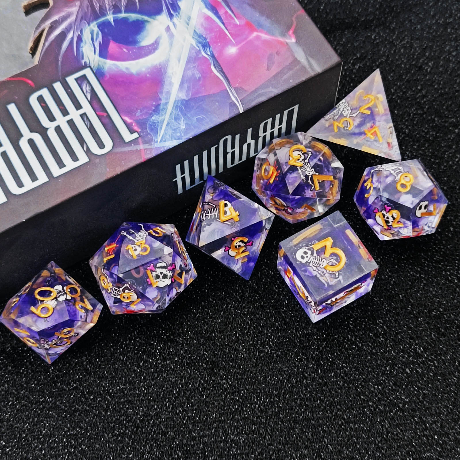 resin dice with silver ink numbers – durable rpg dice for bulk orders