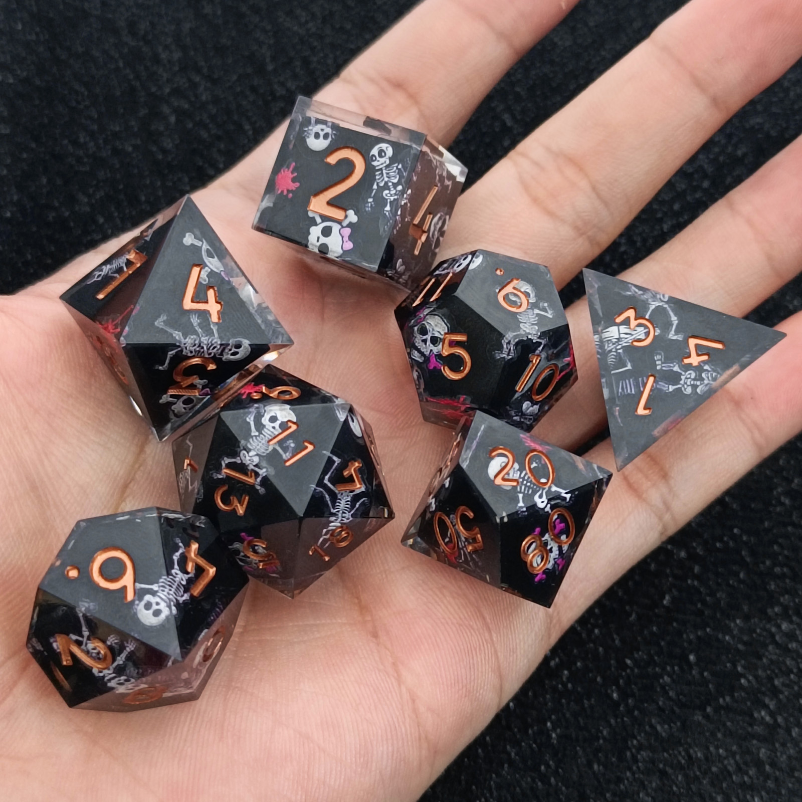 resin dice with silver ink numbers – durable rpg dice for bulk orders