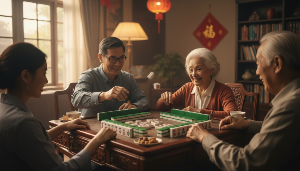 family play Mahjong