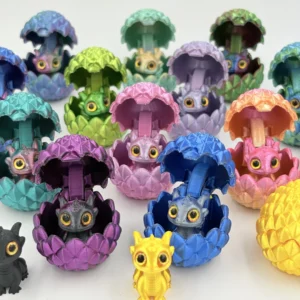 3D Printed Toys Artistic Dragon Egg Statue Small Hatching Dragon Figure Modern Home Decoration Miniature Desk Decor